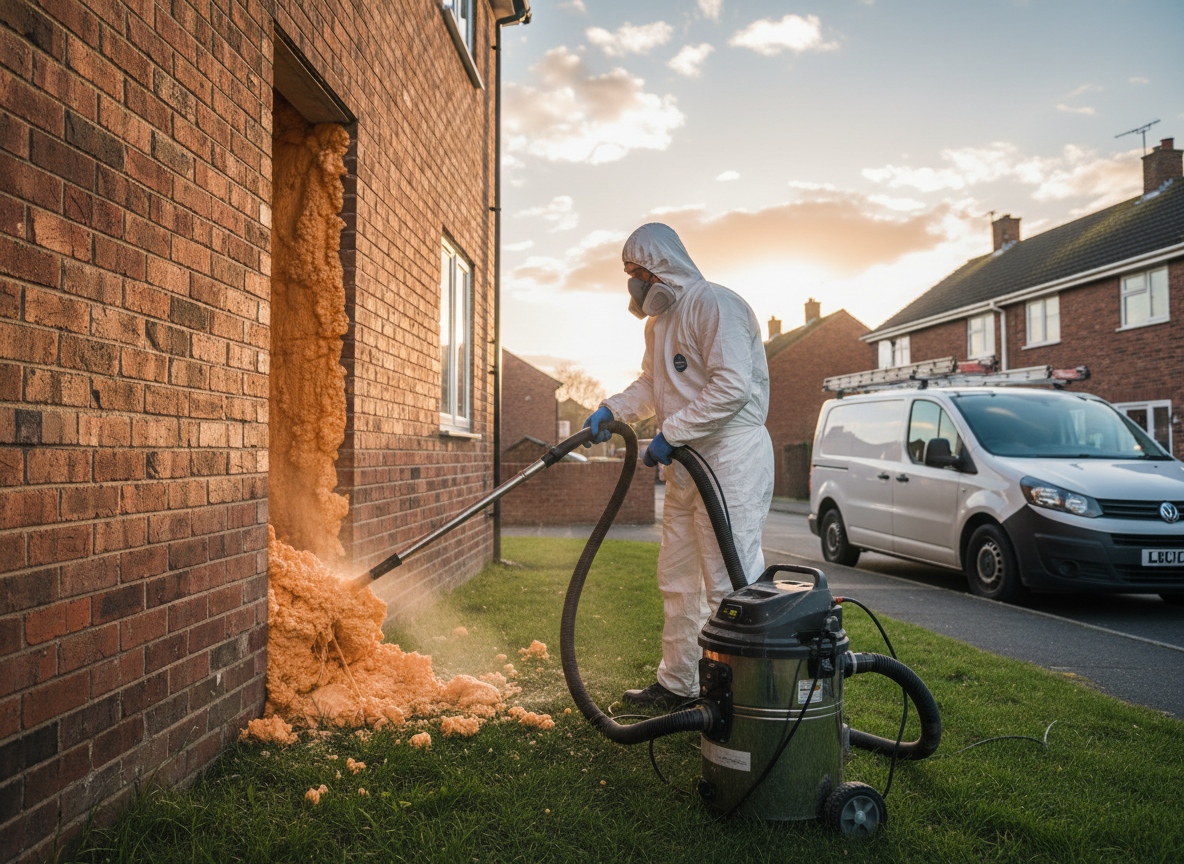Cavity wall spray foam removal in Telford