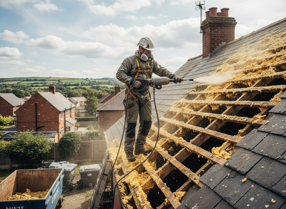 roof spray foam removal in Telford